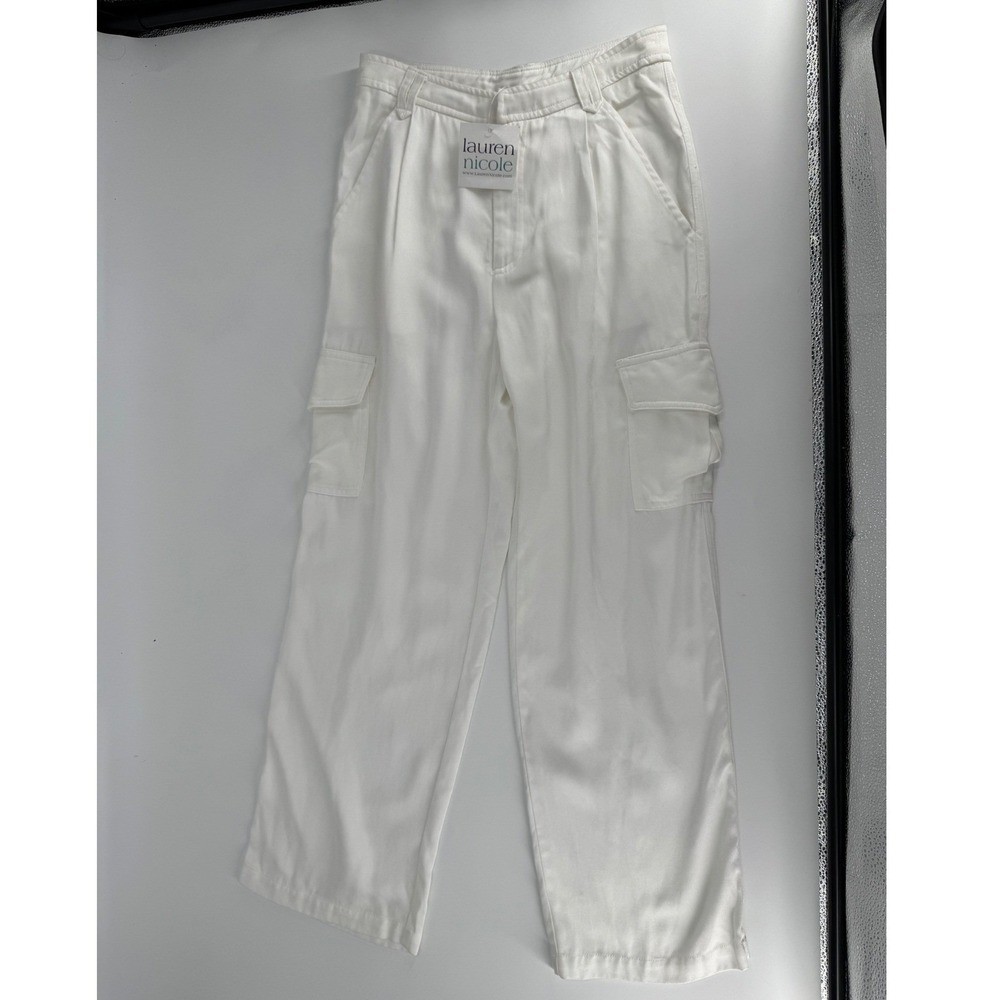 Lauren Nicole White Cargo Pants High Rise Wide Leg Women's Size S NEW